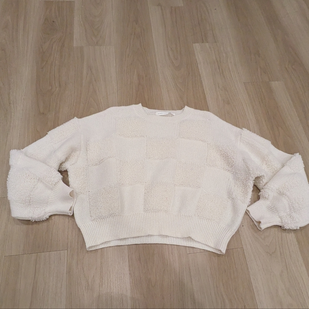 Altered State White Checkered Cropped Sweater Size L